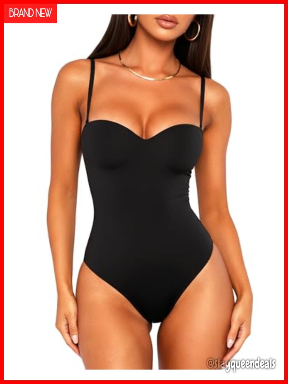 Women's Sweetheart Neck Cami Bodysuit with Built-in Bra, Convertible Straps